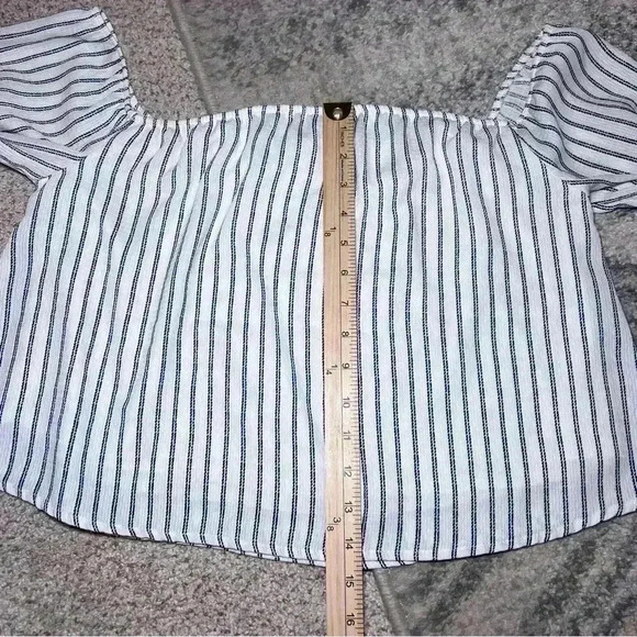 Altard State Off Shoulder Striped Boho Top Size Small Bell Sleeve Peasant - Picture 4 of 7